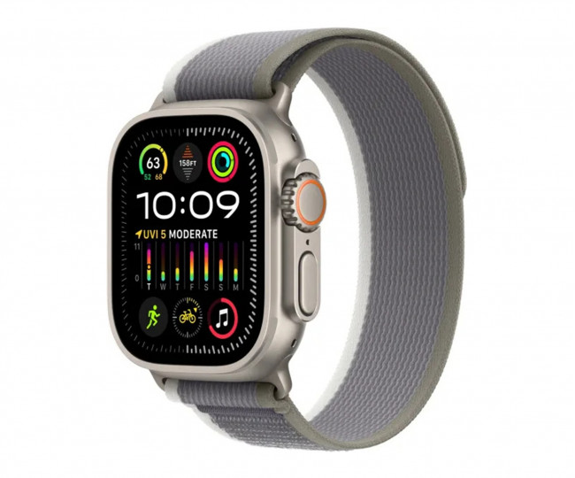 Apple Watch Ultra 2 GPS + Cellular 49mm Titanium Case with Green/Gray Trail Loop - M/L (MRF43) б/в